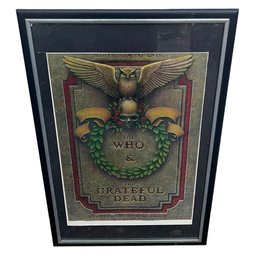 The Grateful Dead And The Who First Edition Vintage Framed Concert Poster Oakland Stadium (MC)