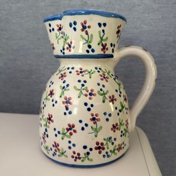 Painted Pottery Pitcher Made In Portugal  (Yoga Room)