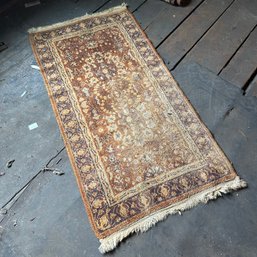 Vintage Small Wool Throw Rug, 3'10' X 2' (attic)