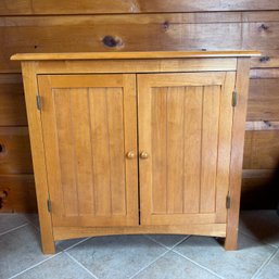 Wooden Console Cabinet With Contents (porch)
