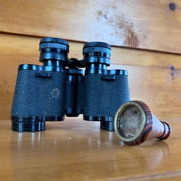 Vintage TASCO Binoculars With Vintage Dragonfly Kaleidoscope (porch)