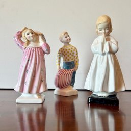 Wow! TRIO Of Vintage Royal Doulton Figurines 'Pillow Fight' 'Lights Out' 'Bedtime'