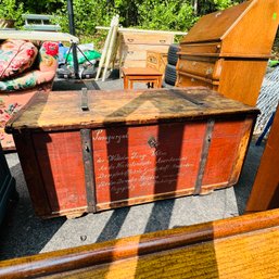 Vintage Wooden Trunk With Stenciling