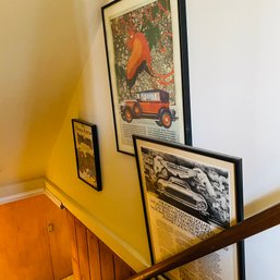 Wall Art Lot No. 2 - Vintage Car Posters - Pearce Arrow And Aston Martin (Basement Stairwell)