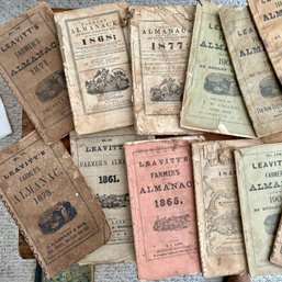 Large Collection Of Antique Leavitt's Farmer's Almanacs Rochester NH Plus Town Of Strafford Reports (LR)