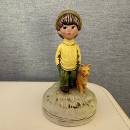 Vintage Moppots Boy With Dog Music Box Top  (Yoga Room)