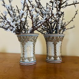 Pair Of Small Vintage Vases With Branches (hall)
