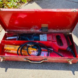 Milwaukee Corded Sawzall With Carrying Case And Extra Blades  (Garage Under Table)