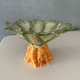 Vintage Kaldun & Bogle Ceramic Carrot Pedestal Bowl (Yoga Room)