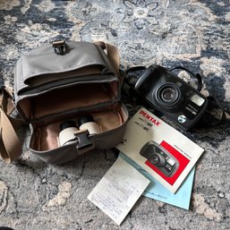 Pentax Zoom 90 WR Camera With Carrying Case, And Film Canisters  (LR)
