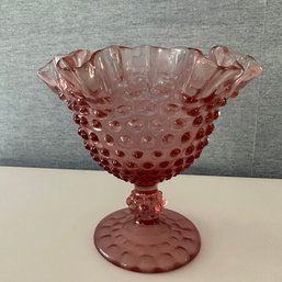 Vintage Pink Art Glass Pedestal Bowl (Yoga Room)