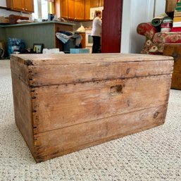 Antique Early American Wooden Storage Trunk (LR)