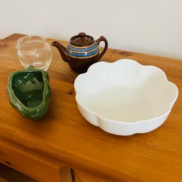 Assorted Serving Pieces - Mini Sadler Teapot,  Haviland Scalloped Dish, Etc. (Dining Room)