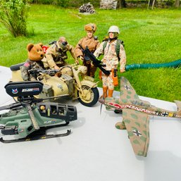 GI Joe Military Action Figures, Toy Motorcyle, Helicopter & Junker Plane (BsmtEntry)