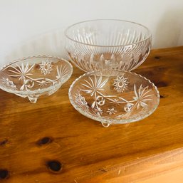 Footed Glass Dishes And Large Glass Serving Bowl (Dining Room)