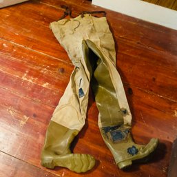 Well Used Pair Of Fishing Waders With Built In Boots (MB)