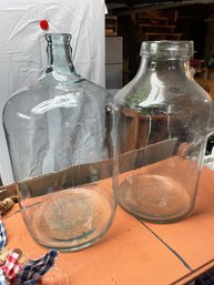 Set Of Huge Vintage Clear Glass Jars - Tint Of Blue Color (JV)
