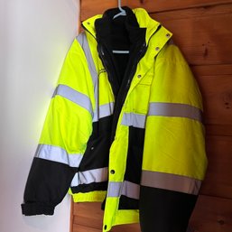 Utility Safety Jacket, Fleece Removable Lining, Great Condition, XL (porch)