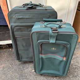 Pair Of Vintage Atlantic Brand Rolling Suitcases (Garage)