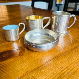 Sterling Silver Cups And Handled Dish (Dining Room)