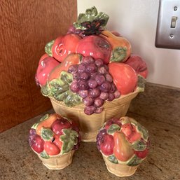 Adorable Certified International Fruit Basket Cookie Jar And Salt & Pepper Shakers (Kitchen)