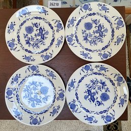 Set Of Four Vintage Blue Onion Plates By Warwick (Mud Room)