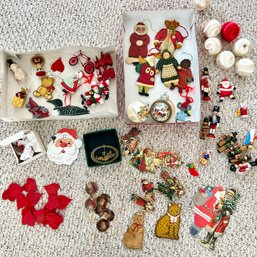Large Lot Of Misc Christmas Ornaments, Wooden Etc, Some Vintage, Nutcrackers, (LR)