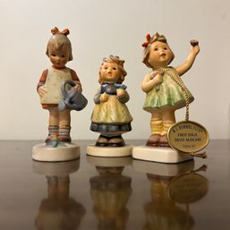 Trio Of Vintage Goebel Hummel Figurines: Girls (bsmt)