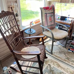 Country Decor Porch Lot No. 4: Chairs, Lamp, Small Table, Longaberger Baskets, Books And More