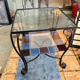 Glass Top Side Table With Lower Glass Shelf (Porch)