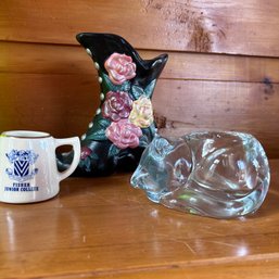 Decorative Clear Glass Cat Tea Light Holder With Decorative Boot And Cup (porch)