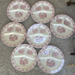 Lot Of 7 Vintage Divided Made In USA Plates (Mud Room)