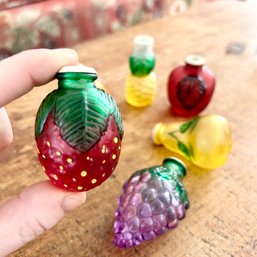 Six Frosted Glass 'fruit' Christmas Light Toppers (LR)
