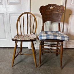 Pair Of Vintage Wooden Chairs, Inc NICHOLS & STONE (basement)