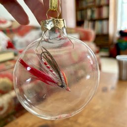 Fly Fishing Christmas Ornament, Gorgeous Preserved Fly In Glass Display Bulb (LR)