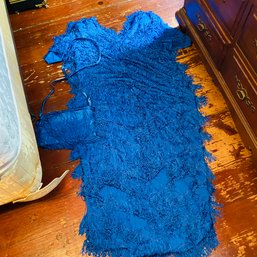 Vintage Fringed Flapper Style Blue Dress With Matching Purse (MB)