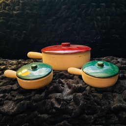 Set Of Three Stoneware Crocks With Lids (Box 4)