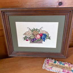 Vintage Framed Floral Cross Stitch Art (Porch)