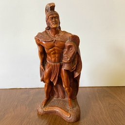 Vintage Carved 'Kamehamehai' Wooden Figurine Made In Hawaii (Basement)