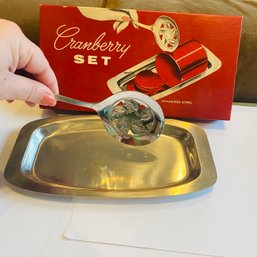 Vintage Cranberry Sauce Stainless Steel Serving Set With Box (EF - LR2)