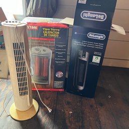 Heating And Cooling Lot: Two Portable Heaters And Tower Fan (attic)