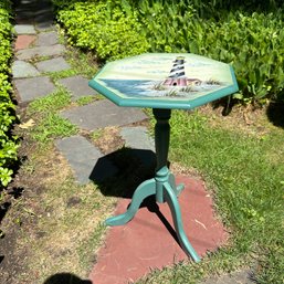 Painted Lighthouse Flip Top Side Table (BSMT Back)