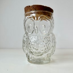 Hoot Hoot! Vintage Glass OWL JAR With Cork Lid (MB)