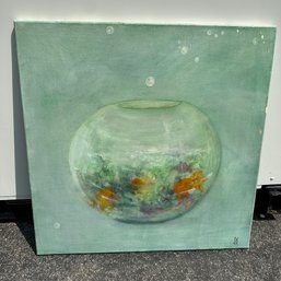 Signed Fishbowl Art On Canvas (Garage)