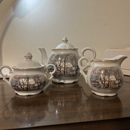 Vintage AVON Teapot, Sugar, And Creamer (bsmt)