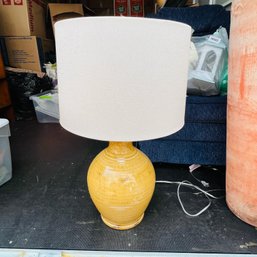 Yellow Pottery Lamp With Shade (Garage)