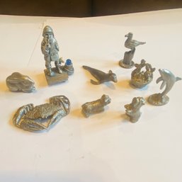Collection Of Small Nautical Themed Pewter Figures Including The Captain! (EF - LR2)