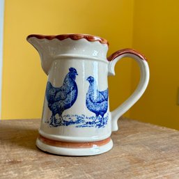 Farmhouse Blue Rooster Small Ceramic Pitcher (DR)