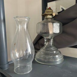 Vintage Glass Hurricane Oil Lamp (UP)