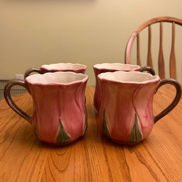 Pair Of 4 Franciscan Painted Mugs, Made In Portugal (DR)